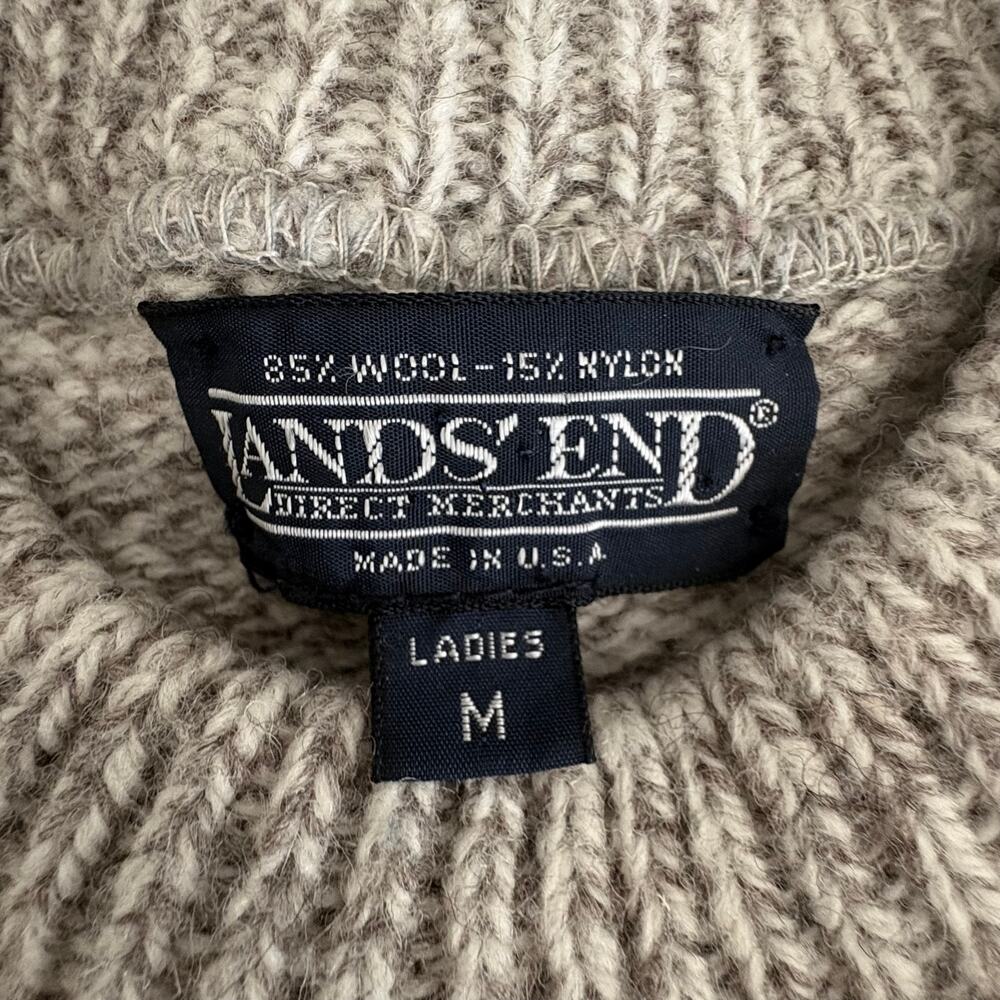 Vintage Y2K Lands End Wool Blend Marled Natural Pullover Sweater Crewneck Preppy - Picture 8 of 8